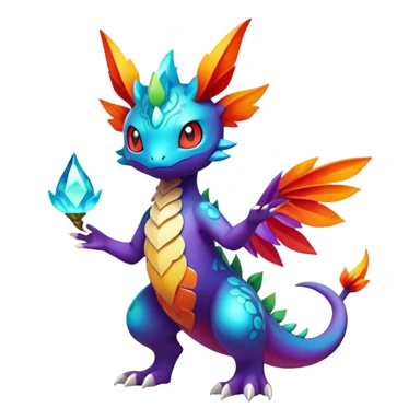 Elemental magical colorful exotic animesque Pokémon-Fakémon-creature, (full body) sticker