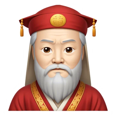 Cinematic Realistic Confucius Portrait Emoji, depicted as a wise ancient philosopher in traditional robes with a serene, contemplative expression, rendered with soft timeless textures and harmonious natural lighting that captures his enduring wisdom. sticker