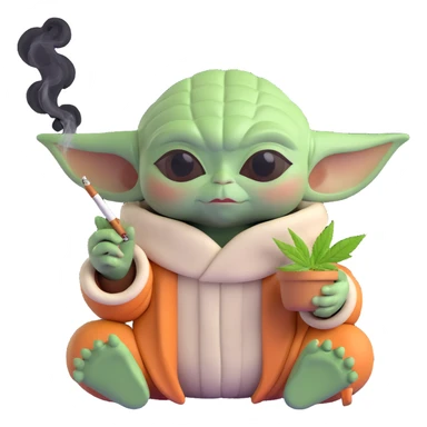 baby yoda smoking cannabis sticker