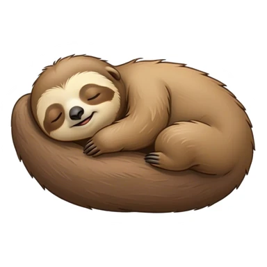 Meme-Worthy cute Sleeping Sloth Portrait Emoji, Head resting peacefully with a contented smile, showcasing a luxuriously soft, fuzzy form and eyes gently closed in serene slumber, Simplified yet comically adorable features, highly detailed, glowing with a soft, drowsy glow, high shine, relaxed and utterly lovable, stylized with an air of playful laziness, bright and heartwarming, soft glowing outline, capturing the essence of a sleeping sloth that feels destined to become the next viral icon of adorable rest! sticker