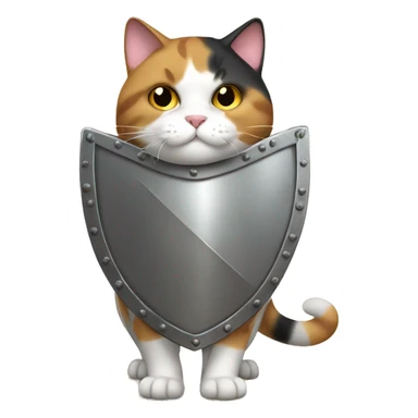 Fat calico cat with a shield  sticker