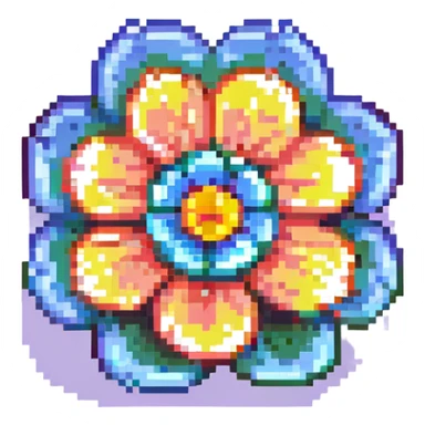 A magic flower with seven petals, each petal a different color sticker