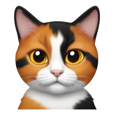 calico cat with one half of the face black and one half of the face orange  sticker