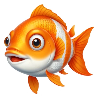 goldfish with crossed eyes and silly grin, orange and white fish sticker