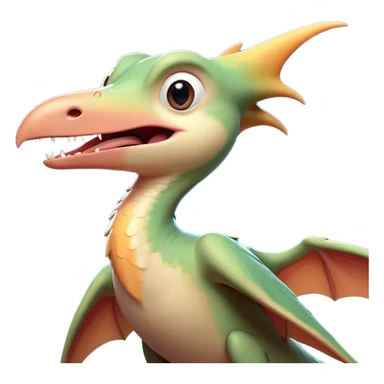 Cinematic Cute Yawning Pterodactyl Portrait Emoji, Head tilted slightly with a dramatic, wide-open yawn, showcasing a slender, gracefully curved body with softly drooping wings and sleepy, half-closed eyes, Simplified yet irresistibly cute features, highly detailed, glowing with a soft, cozy aerial glow, high shine, relaxed yet expressive, stylized with a dash of whimsical flight charm, soft glowing outline, capturing the essence of a drowsy yet affectionate Pterodactyl that appears ready to stretch and yawn its way out of the screen! sticker