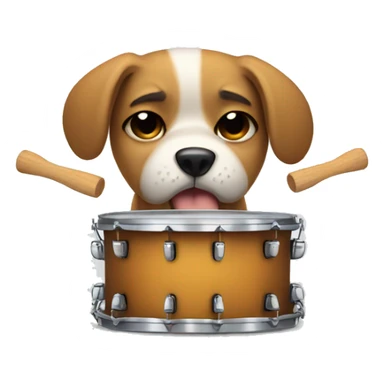 Sad dog crying while playing the drums sticker