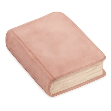 dusty-rose colored antique closed book, dreamy painterly watercolor style, visible brushstrokes sticker