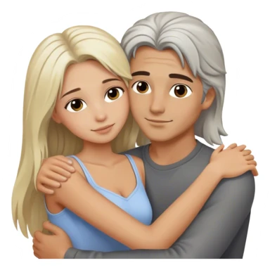 Handsome guy with salt and pepper colored hair hugging girl with long blonde hair sticker