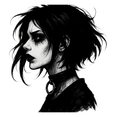 goth scary profile girl, remove background sticker