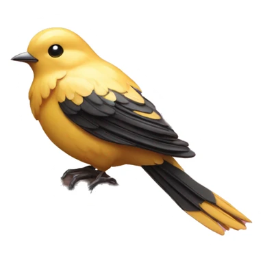 Realistic Golden bird with pink wings sitting on cherry blossom branch sticker