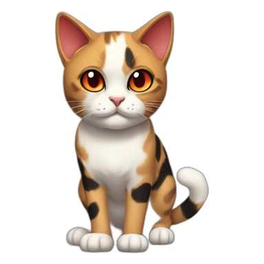 Halloween Meowscles is a buff humanoid calico  cat  he has a shadow design with black  jeans and red crimson  eyes sticker