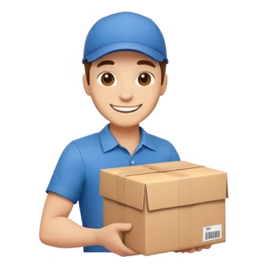 delivery courier with package sticker