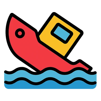 boat sinking in water sticker