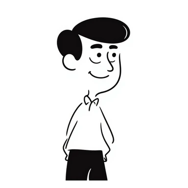 Simple drawing of a man with an unusually large forehead, cartoon character, male sticker