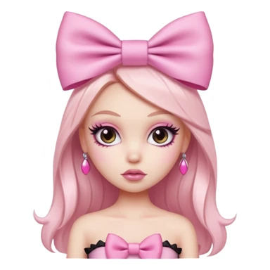 pretty bratz baddie, pale skin, pink aesthetic bow sticker