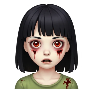 girl zombie with black hair with bangs sticker