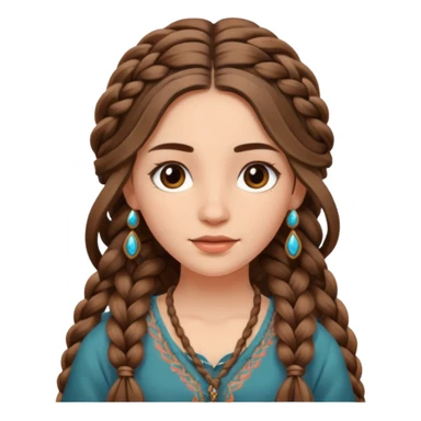 2 long brown boho braided hair wemon sticker