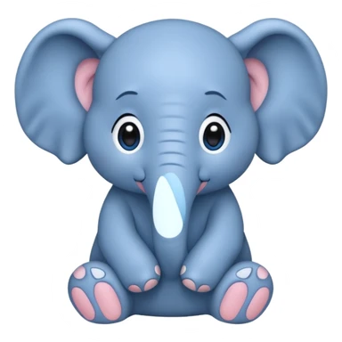 adorable blue elephant, hands clasped, teary-eyed sticker