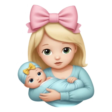 Newborn with a bow sticker