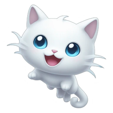 Cute cartoon ghost cat like transpearent pokemon floating in the air sticker