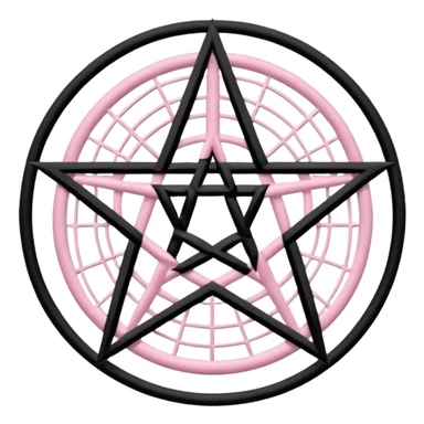 Light pink pentacle with black spiderwebs sticker