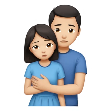 An Asian guy hugging an Asian girl who’s crying sticker