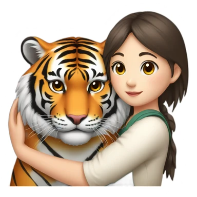 Tiger in arm of Japanese  girl  sticker