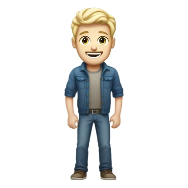 full body raised arms light curl blonde 30yo man blue eyed pale skin sticker
