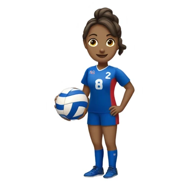 jugadora de voley con vestimenta azul francia morocha y camiseta numero 4 qj este jugando sticker