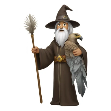 a wizard holding eagle feather sticker