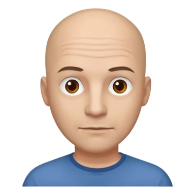 powder white skin bald man brown shirt sticker