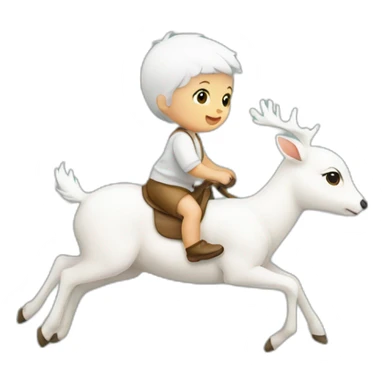 Baby riding the white deer sticker
