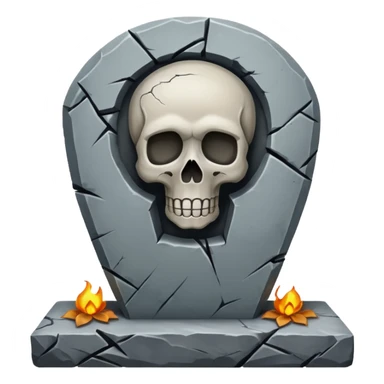 tombstone with a skull sticker