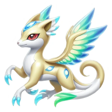 Iridescent Bioluminescent Translucent Luminescent Diaphanous Shiny Colorful Meloetta-Latias-Koraidon-Peppercat-Wargreymon-Protogen-Fakémon-fusion-hybrid-creature sticker