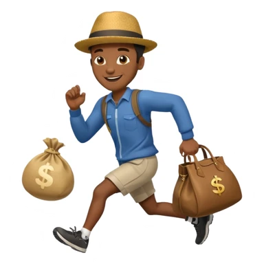 Black Man running with moneybag sticker