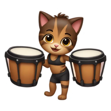 Kat met bongos sticker