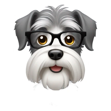 A schnauzer with an Asian guy who has long hair and moustache and wear glasses sticker
