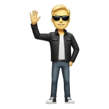cool white man standing on scene in sunglasses and raising one hand sticker