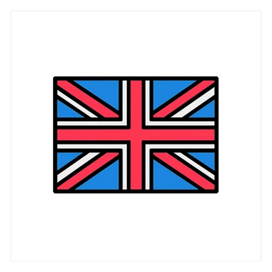 UK flag, simple, iconic, bold colors, flat design, clear lines, minimal, geometric, stylized, modern look sticker