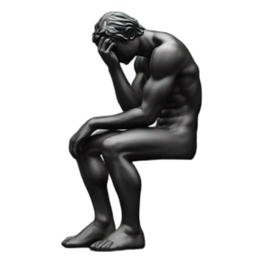 the thinker sitting on a block sticker