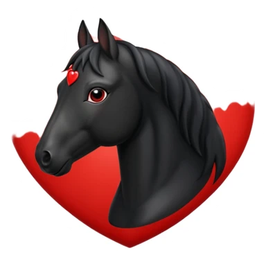 Black Horse centered within a red heart emoji sticker