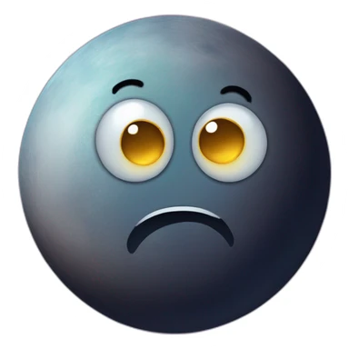 planet Moon with a cartoon breakable face with big beautiful eyes sticker