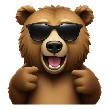 Grizzly bear with sunglasses and thumb up sticker