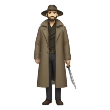 reddit moderator (neck beard, full body, trenchcoat, katana) sticker