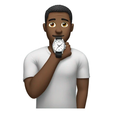 man looking at his watch on his wrist sticker