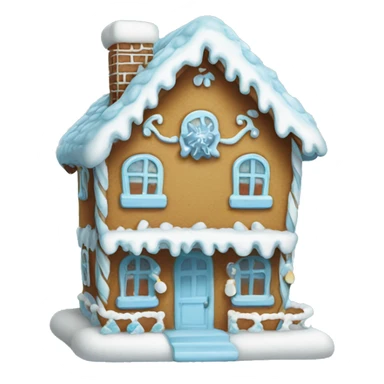 Cosy light blue gingerbread house  sticker