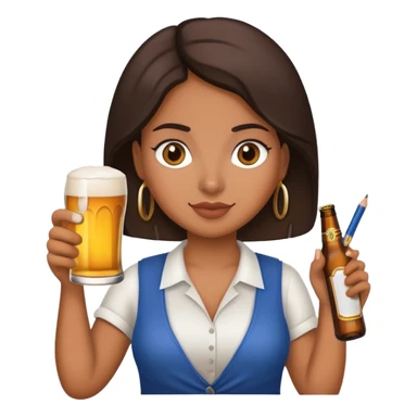a latina golding a beer in one hand a pencil in the other sticker