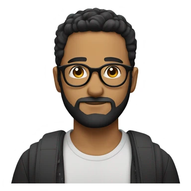 full Man with short black hair, circular beard and glasses  sticker