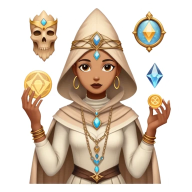 Spiritual tarot card with fashion elements, personal style oracle, mystical wardrobe symbol sticker