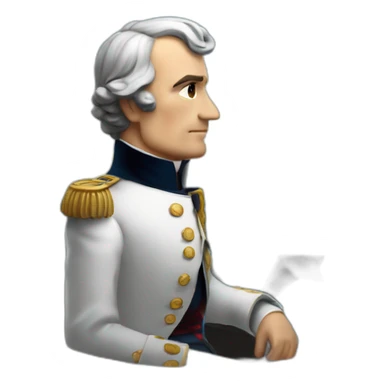 Napoléon assis regardant la mer au loin sticker